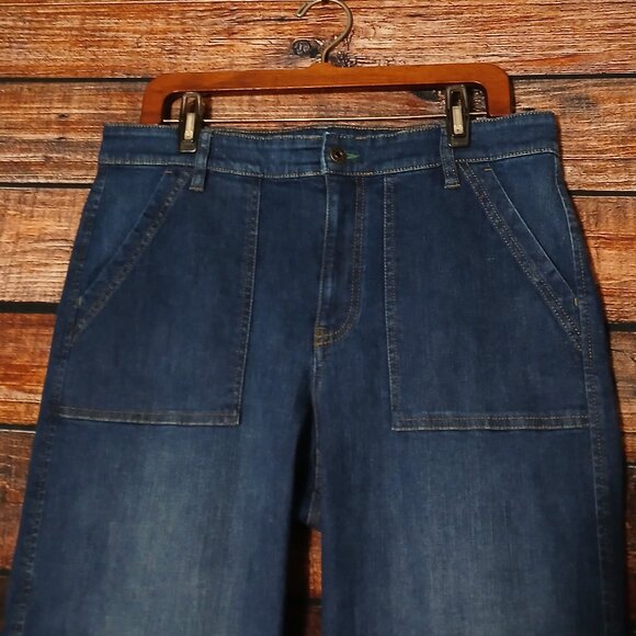 Orvis Jeans Size 14 Natural Rise Crop Capri Dark Blue Denim Stretch Flap Pocket - Picture 4 of 10